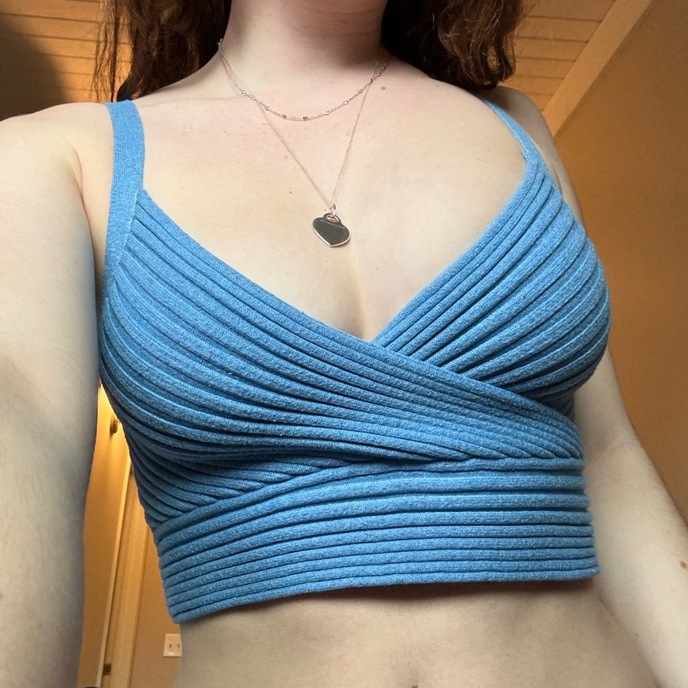 Blue Princess Polly wrap around top